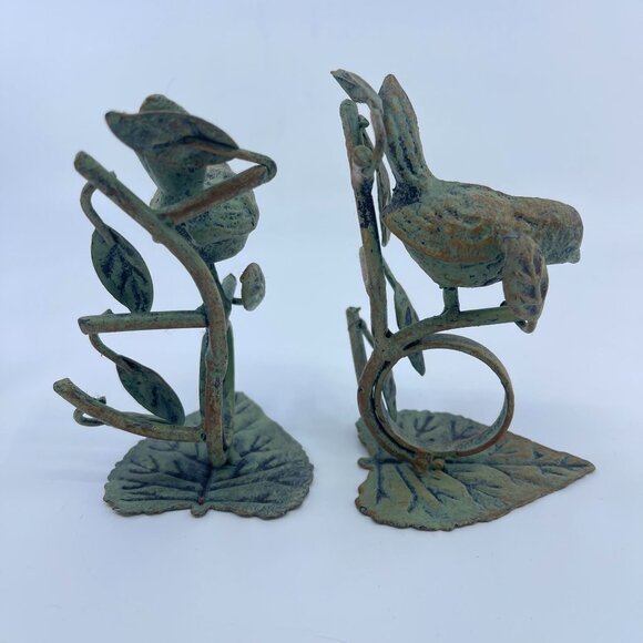 vintage patinated metal bird & vine napkin rings french country farmhouse decor - Picture 4 of 5